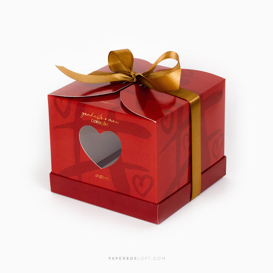 Caixa Presente para mini bolo / bentô cake - Dia dos Namorados - Pack 10uni
