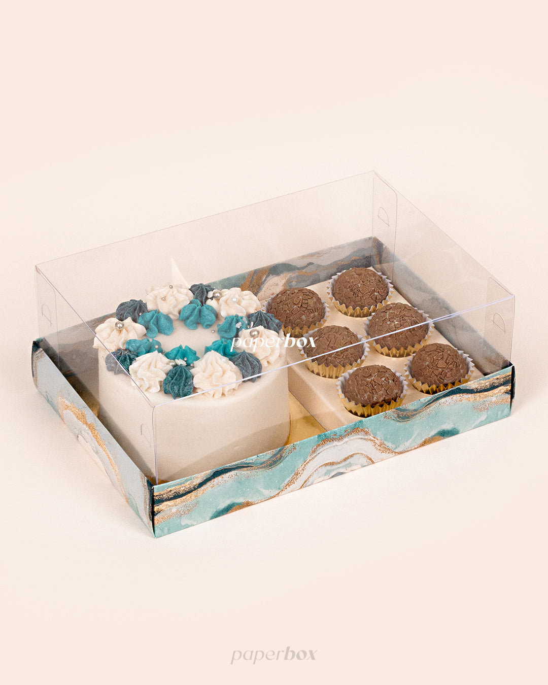 Caixa Mini Bolo + 6 Doces - Melhor Pai - Pack 5uni